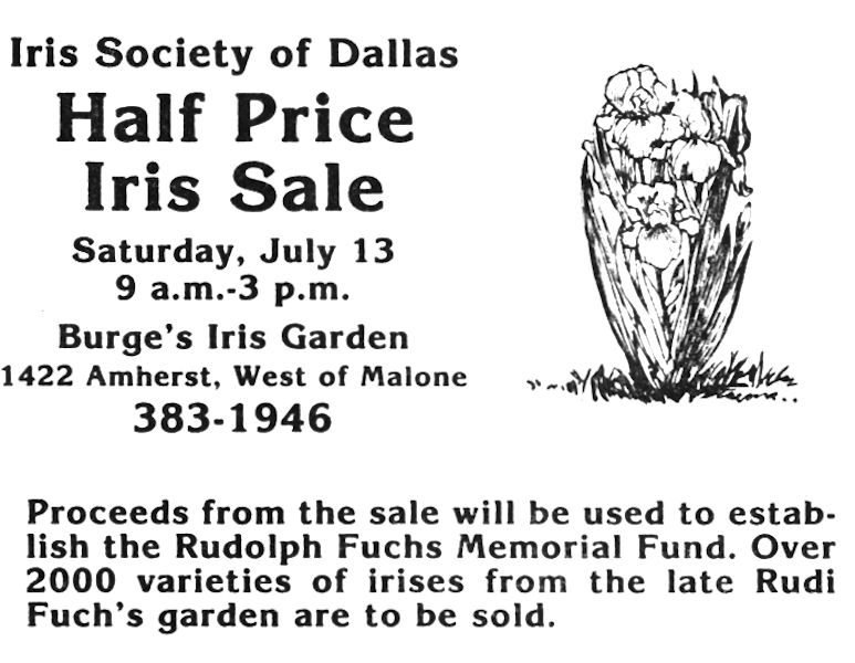 Iris sale, July 1985